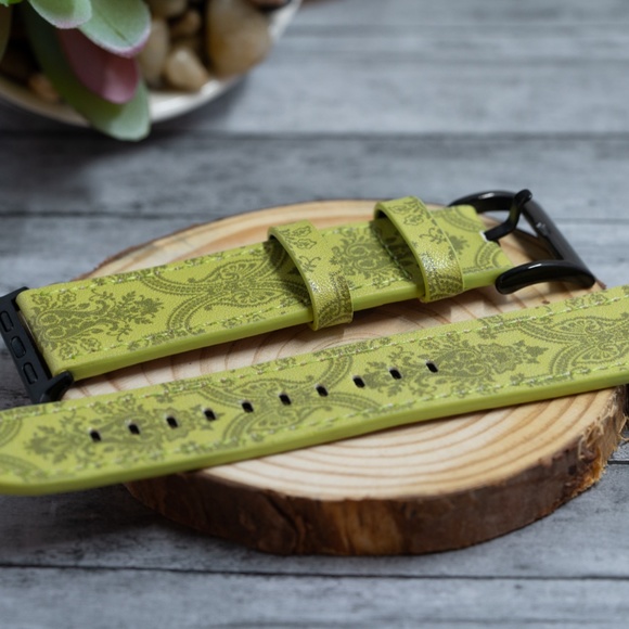 Apple Watch Band, High Quality Genuine Leather iWatch Strap - Light Green - Picture 5 of 8